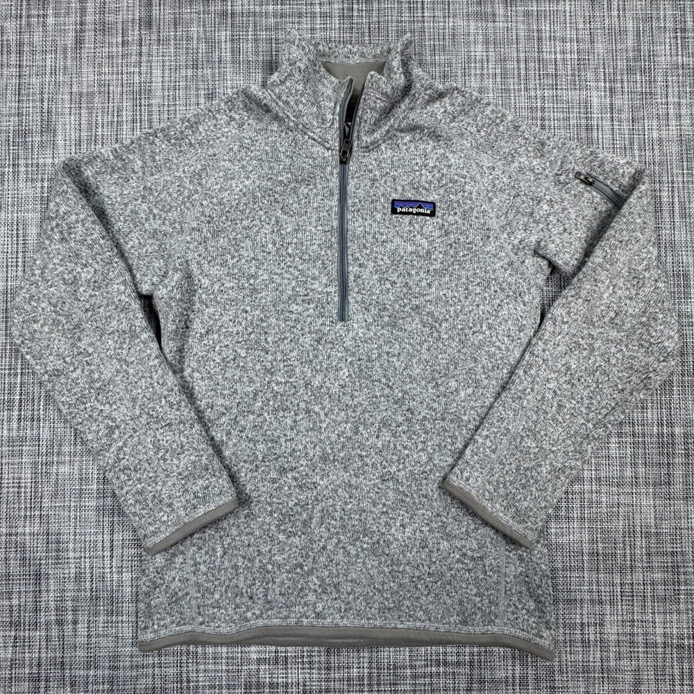 Patagonia Womens XS Better Sweater Quarter Zip Fleece Pullover Birch White Gray